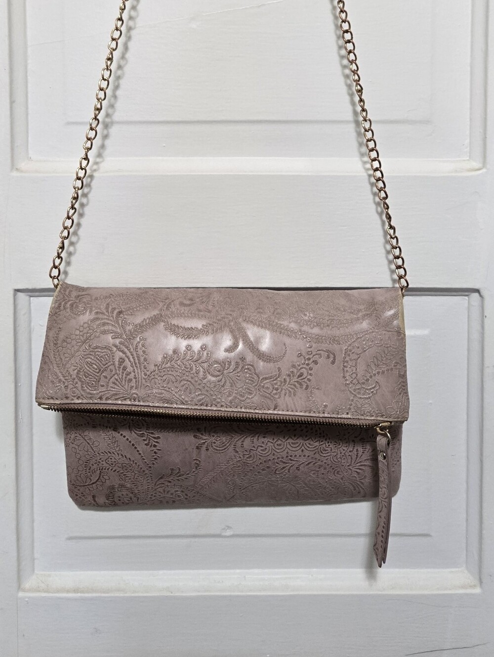 Urban Expressions Dusty Mauve Fold-Over Chain Crossbody Bag